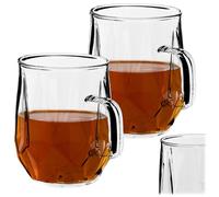 KADAX Lot de 2 verres à thé 320 ml avec anse, verres en verre, verres à jus, verres pour thé, café, eau, boisson, thé glacé, jus, verres à café