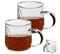 KADAX Lot de 2 verres à thé 350 ml avec poignée, transparents, en verre, réutilisables, pour boissons chaudes et froides, parfaits pour les occasions spéciales