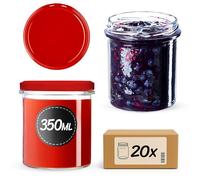 KADAX Lot de 20 bocaux de conservation avec couvercle à visser - Diamètre : 82 mm - 350 ml - bocal pour champignons, confitures, miel