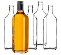 KADAX Lot de 20 bouteilles de liqueur vides en verre de 500 ml avec bouchon à vis pour whisky, eau-de-vie, whisky et vin, bouteilles d'alcool en verre (noires, longues)