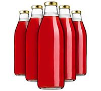 KADAX Lot de 20 Bouteilles en Verre 1L avec Bouchon à vis Or - Bouteilles de Lait vides à remplir pour jus, Smoothies, Lait et sirop, Conservation Alimentaire