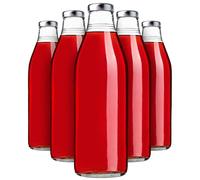 KADAX Lot de 20 bouteilles en verre de 1L avec bouchon à vis fi43mm, bouteilles vides pour mise en conserve, flacons de conserve pour remplir de jus & sirop (argent)