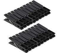 KADAX Lot de 20 pinces à linge en plastique robuste, pinces à chaussettes colorées, pinces résistantes au vent pour l'intérieur et l'extérieur (20 pièces/noir v2)