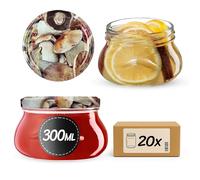 KADAX Lot de 20 pots à confiture 300 ml avec couvercle à visser Ø82 mm, Mini pots pour miel et épices, bocaux à confiture avec couvercles, bocaux étanches à offrir