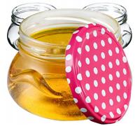 KADAX Lot de 20 Pots Confiture 300ml avec Couvercle Fi82 - Rose/Transparent