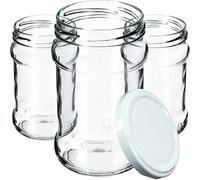 KADAX Lot de 20 pots de conservation 315 ml avec couvercle à vis de 66 mm pour miel, dessert, confiture | Bocaux hermétiques, pots de conserve, pots ronds, pots à confiture, pots à miel (20 pièces