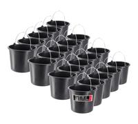 KADAX Lot de 20 seaux de construction en plastique de 5 l Pour le jardin et le chantier Seau à eau et à ciment solide Noir