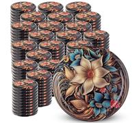 KADAX Lot de 200 couvercles à visser de 82 mm - En métal - Avec 6 dents d'encliquetage - Pour bocaux à conserve - Motif : lys