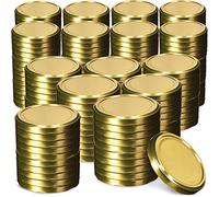 KADAX Lot de 200 couvercles à visser - Diamètre 82 mm - Métal - 6 dents d'encliquetage - Couvercle de rechange pour bocaux à conserve - Doré