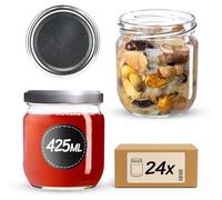 KADAX Lot de 24 bocaux de conservation en verre de 425 ml avec couvercle à visser de 82 mm de diamètre pour la conservation, la conservation et la préparation des repas - Bocaux hermétiques Twist-Off