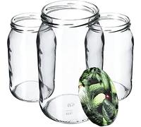 KADAX Lot de 24 bocaux de conservation en verre de 900 ml pour couvercle à visser, utilisable comme pot à confiture, bocaux de conservation, bocaux de conservation (concombres), K5198