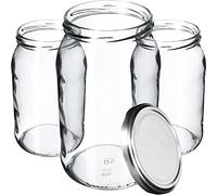 KADAX Lot de 24 bocaux de conservation en verre pour couvercle à visser - 900 ml - Pour confiture, conservation, conserves, argentés, K5198