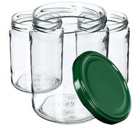 KADAX Lot de 24 bocaux en verre ronds pour couvercle à visser - 540 ml - Vert
