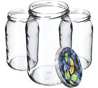 KADAX Lot de 24 grands bocaux en verre 900ml Ø82 - couvercle à vis hermétique, pour conserves, cornichons, légumes lacto-fermentés et confitures maison