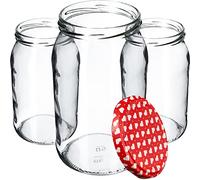 KADAX Lot de 24 grands bocaux en verre 900ml Ø82 - couvercle à vis hermétique, pour conserves, cornichons, légumes lacto-fermentés et confitures maison