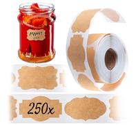 KADAX Lot de 250 étiquettes autocollantes en papier kraft pour bocaux, pots à épices et bocaux