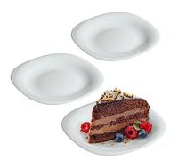 KADAX Lot de 3 assiettes à dessert blanches - Assiettes en verre renforcé modernes pour petit-déjeuner