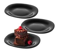 KADAX Lot de 3 assiettes à dessert noires - Assiettes en verre renforcé modernes
