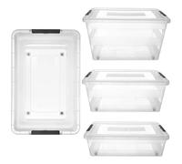 KADAX Lot de 3 boîtes de rangement avec couvercle, boîte à jouets, en plastique robuste, avec fermeture à clic, transparent