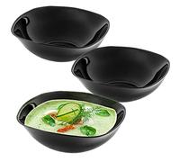 KADAX Lot de 3 bols à salade en verre noir - 17,5 x 17,5 cm - Bol à céréales passe au micro-ondes - Pour salades, soupes, entrées, fruits (noir)