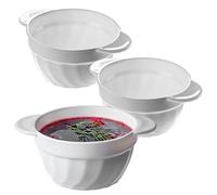 KADAX Lot de 3 bols à soupe en verre renforcé, 650 ml, 18,5 x 14 x 8 cm, avec double poignée, pour soupes, crèmes, bouillons (650 ml)