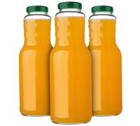 KADAX Lot de 3 Bouteilles en Verre 1L avec Bouchon à vis - Bouteilles de Lait vides à remplir pour jus, Smoothies, Lait et sirop, Conservation Alimentaire