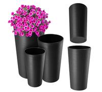 KADAX Lot de 3 Cache-Pots décoratifs Graphite H 36,8/47 / 57,5 cm, Plastique avec éclats de Bois, Insert Amovible - Design Contemporain pour intérieur