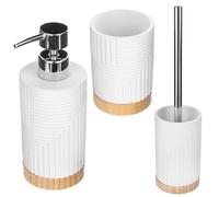 KADAX Lot de 3 gobelets pour salle de bain, distributeur de liquide vaisselle, brosse à dents décorative, distributeur de savon moderne, ensemble WC (rond blanc)