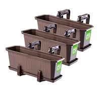 KADAX Lot de 3 jardinières, jardinières pour Balcon en Plastique pour Fleurs et Herbes - Pot de Balcon résistant - 3 x 40 cm, Marron
