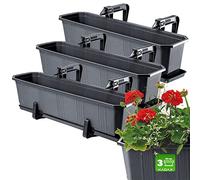 KADAX Lot de 3 jardinières, jardinières pour Balcon en Plastique pour Fleurs et Herbes - Pot de Balcon résistant - 3 x 60 cm, Anthracite