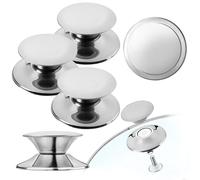 KADAX Lot de 3 Poignée de couvercle de casserole, bouton de couvercle résistant au feu en plastique et en acier inoxydable, poignée de maintien universelle pour couvercle de casserole, bouton de co