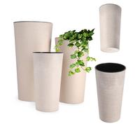 KADAX Lot de 3 Pots de Fleurs Pot de Fleurs Insert Support de Fleurs Grand Jardin Beige 57 cm