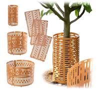 KADAX Lot de 3 protections pour tronc d'arbre - 20 x 33 cm - En plastique - Protection contre les morsures d'animaux sauvages - Protection du tronc pour arbres fruitiers - Marron