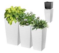 KADAX Lot de 3 Set de 3 Pots de Fleurs Hauts - H 57,5/68/75,5 cm - Blanc - intérieur/extérieur - pour Balcon, Jardin ou Salon