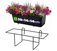 KADAX Lot de 39 Support de Pot de Fleurs Suspendu pour Balustrade, Balcon, terrasse, jardinière, intérieur et extérieur, Support de Plantes en Acier, Support de jardinière avec Crochet, Noir (S, d
