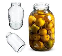 KADAX Lot de 4 bocaux de 5 l avec couvercle à visser fi100 mm - Grands bocaux avec couvercle - Bocaux en verre pour la conservation, la fermentation et la saucroute - Sans couvercle