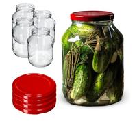 KADAX Lot de 4 bocaux de conservation de 2,5 l avec couvercle à visser - Diamètre : 100 mm - Pour concombres, kombucha, kimchi - Large ouverture pour insertion, fermentation - Bocal à insérer - Bocal