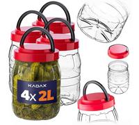KADAX Lot de 4 bocaux de conservation en plastique, 2 l, avec couvercle, pour aliments, boîtes en plastique