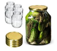 KADAX Lot de 4 bocaux de conservation en verre 2,5 l Fi100 mm Couvercle Doré. K4941