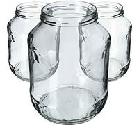 KADAX Lot de 4 bocaux de conservation ronds en verre - 1,7 l - Diamètre : 89 mm - Sans couvercle