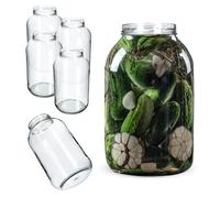 KADAX Lot de 4 Bocaux en Verre 4L avec Couvercle à Vis fi100mm pour Cornichons, Kombucha, Kimchi | Bocaux à Large Ouverture pour Conserves, Fermentation, Marinades (Sans Couvercle)