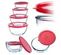 KADAX Lot de 4 bols en verre transparent avec couvercle - Boîtes de conservation rondes pour aliments