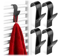 KADAX Lot de 4 crochets pour sèche-serviettes, crochets de radiateur pour suspendre les serviettes dans la salle de bain, crochet porte-serviettes pour radiateur (noir)