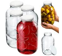 KADAX Lot de 4 grands bocaux en verre 5 L Ø100 - Couvercle Twist-Off hermétique TO100 - Pour cornichons, légumes fermentés, conserves & fermentation maison