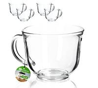 KADAX - Lot de 4 grands verres à thé avec anse - 480 ml - Verres à thé, café et cacao - Tasses à thé, tasses à café en verre - Résistants au lave-vaisselle