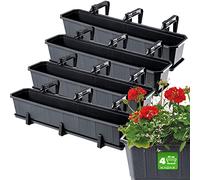 KADAX Lot de 4 jardinières, jardinières pour Balcon en Plastique pour Fleurs et Herbes - Pot de Balcon résistant - 4 x 80 cm, Anthracite