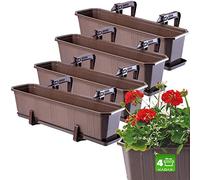 KADAX Lot de 4 jardinières, jardinières pour Balcon en Plastique pour Fleurs et Herbes - Pot de Balcon résistant - 4 x 60 cm, Marron
