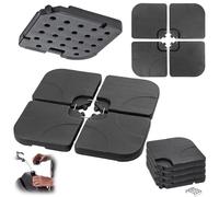 KADAX Lot de 4 pieds de parasol à remplir d'eau ou de sable, pour jardin, terrasse et balcon, support pour parasol déporté (noir)