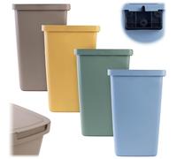 KADAX Lot de 4 poubelles 20L, poubelles en plastique avec couvercle et poignée, poubelles pour tri des déchets, collecteurs de déchets avec couvercle rabattable (Marron, Vert, Jaune, Bleu)