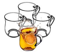 KADAX Lot de 4 verres avec poignée pour thé et café - En verre épais - Pour boissons froides et chaudes - Pour thé, café, eau (Abia - 320 ml)